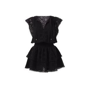 Melissa Odabash Keri Eyelet Minidress - XS Black